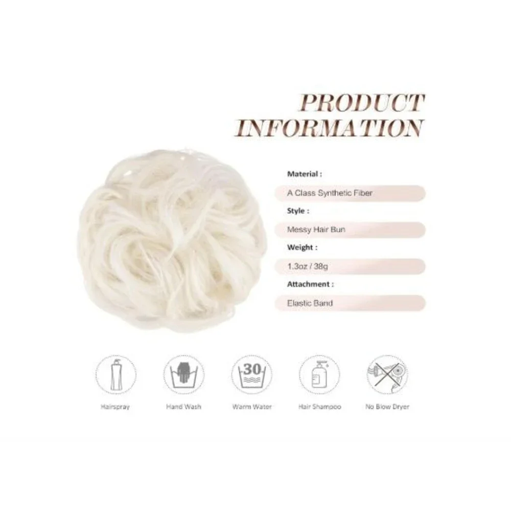 FESHFEN Messy Bun Hair Piece Curly Wavy Large Hair Bun Scrunchies Extensions Lig